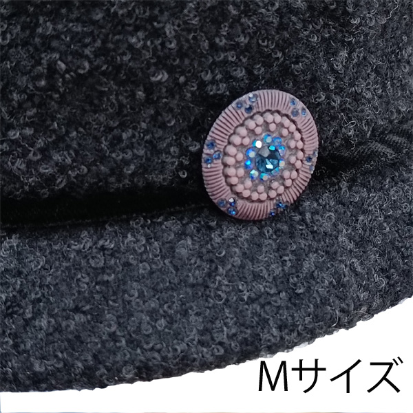 レディースハット ボタンのクロッシェ ブラック