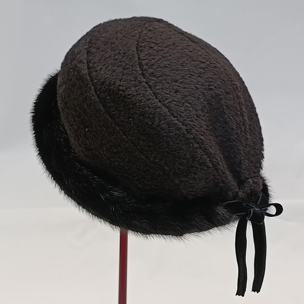 レディースハット　ミンク×羊毛のシャロット帽