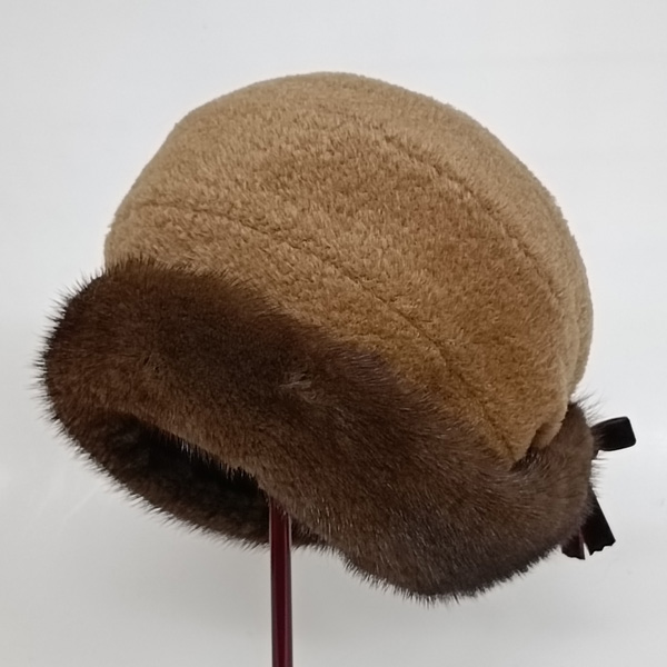 レディースハット　ミンク×羊毛のシャロット帽